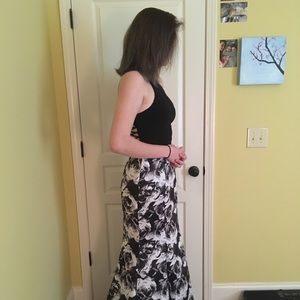 Flower Print Mermaid Dress With Open Back